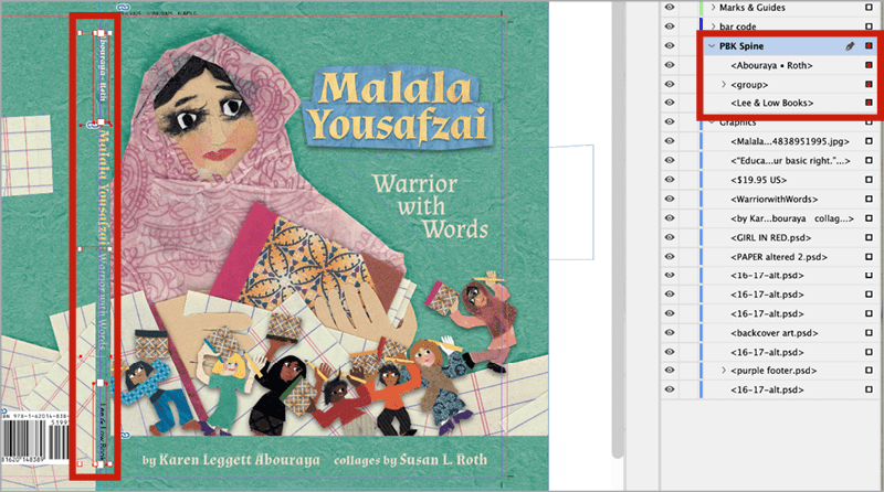 Figure 9. Be sure all the spine text is on the correct layer.