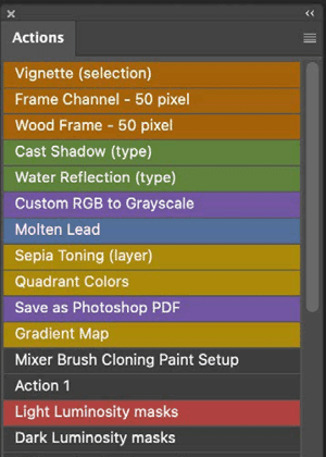 Figure 11. Button mode simplifies Photoshop’s Actions panel.