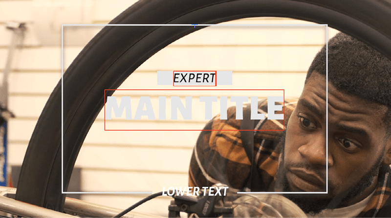 Figure 12. Edit the text of the template by double-clicking the text on the video preview and typing your desired text. For my project, I changed the small text in the box to EXPERT and set the color to white.