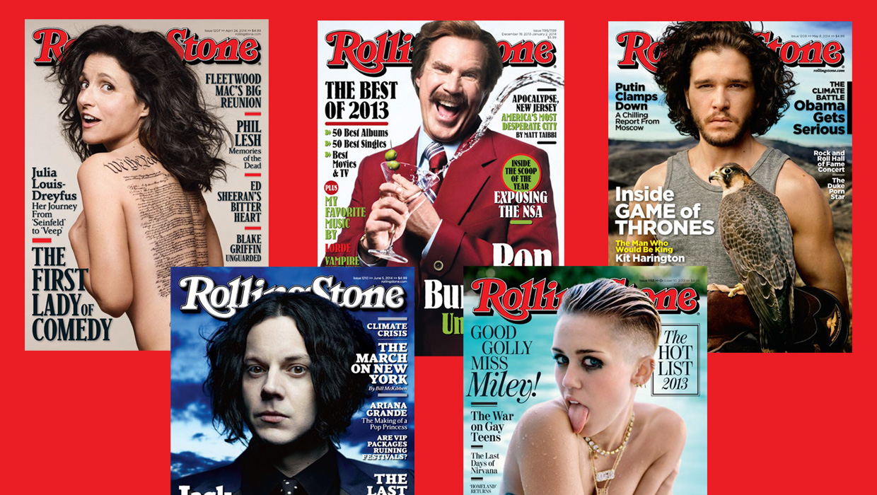 five covers of Rolling Stone Magazine