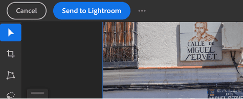 Figure 11. You can easily transfer images between Photoshop on the iPad and Lightroom for mobile while editing.
