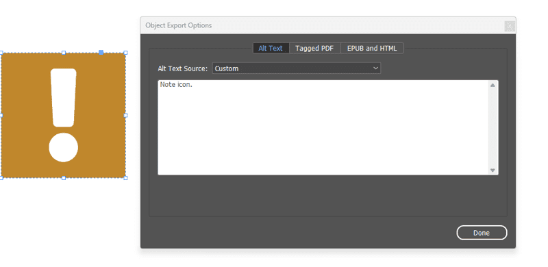 Figure 13. From the Alt Text Source menu, select Custom to add your customized text.