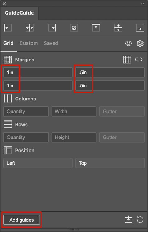 Figure 2. Adding margins to a page using GuideGuide