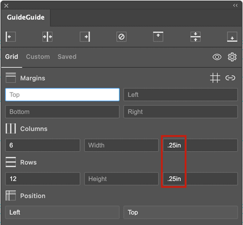 Figure 3. Creating columns and rows using GuideGuide