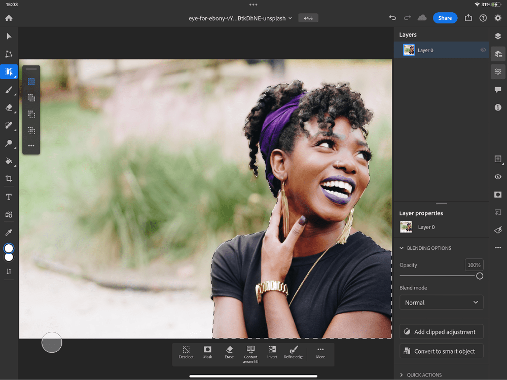 Figure 4. Make a basic selection with the Object Selection tool.