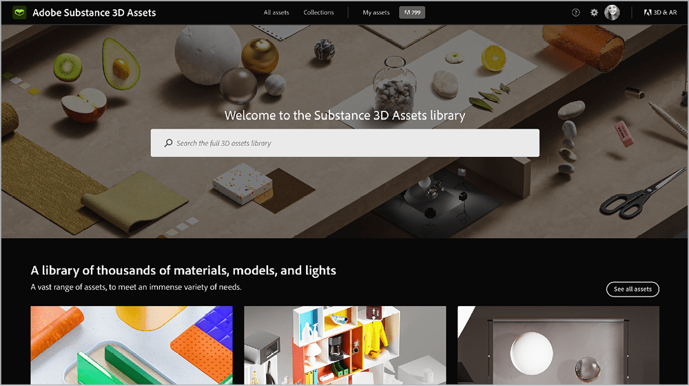 Figure 11. The Adobe Substance 3D Assets home page