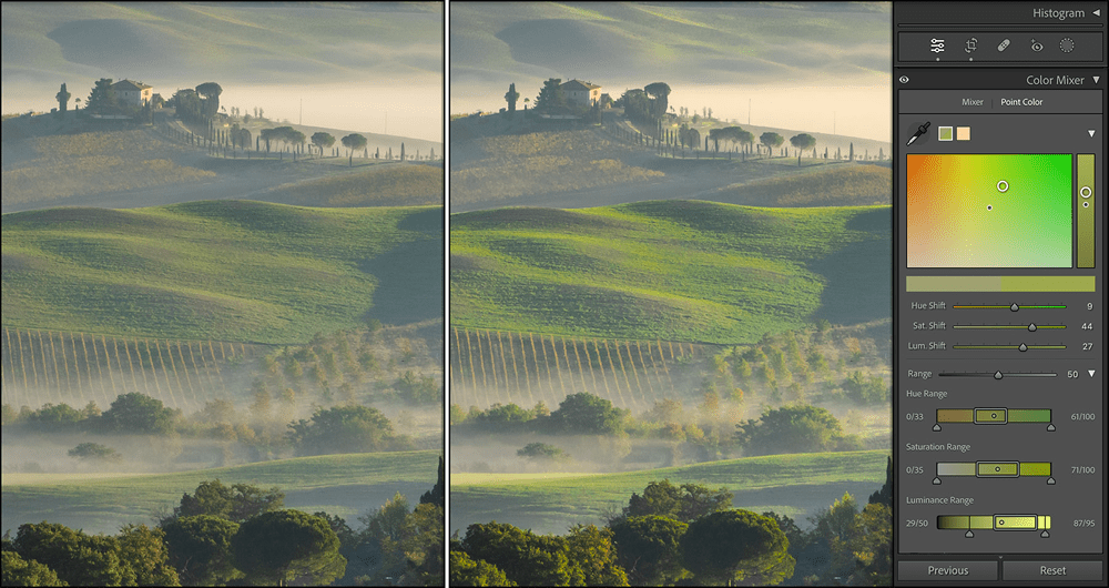 Figure 6. Point Color provides great flexibility for nuanced color adjustments.