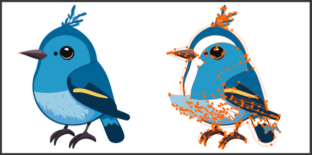 Figure 2. Watch out for messy paths, extra nodes, and shapes that are cut out rather than layered.