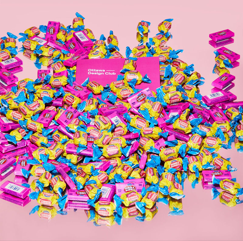 Figure 7. A product photo for Pop Culture shows the zine engulfed in a pile of Dubble Bubble gum.