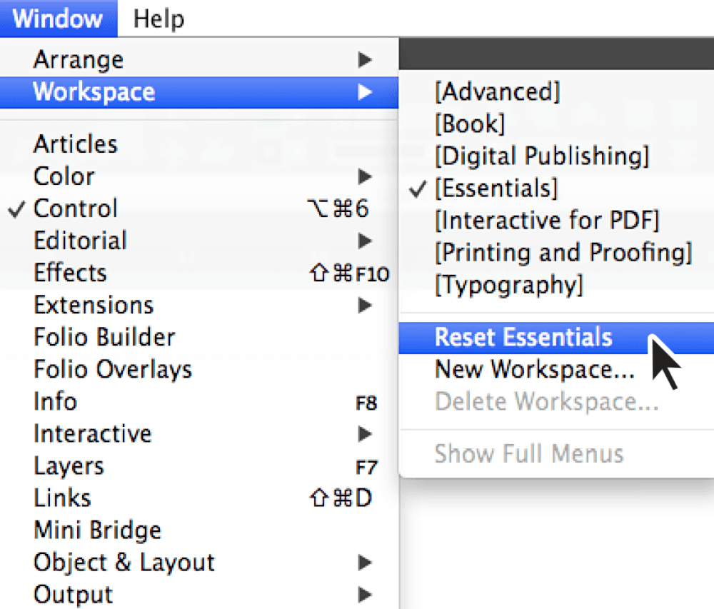 Workplace submenu reset essentials