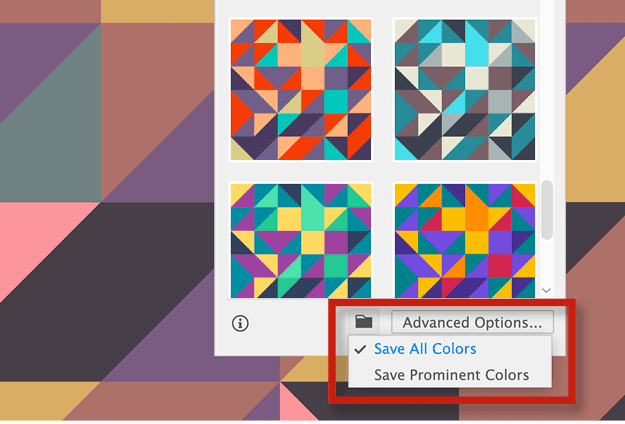 Figure 7b. Saving a swatch group for the selected color option