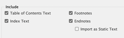 Figure 2: The options for what text to include from the file