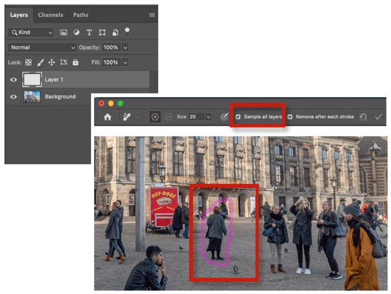 Figure 3. The Photoshop Remove tool lets you paint out what you don’t need.