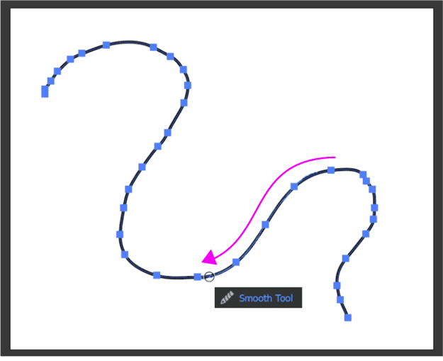 Figure 7. You can drag the Smooth tool over any part of your selected path to manually target a section for smoothing.