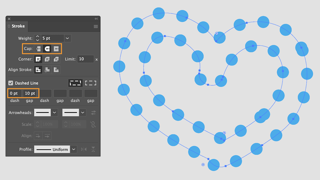 dotted strokes in Illustrator