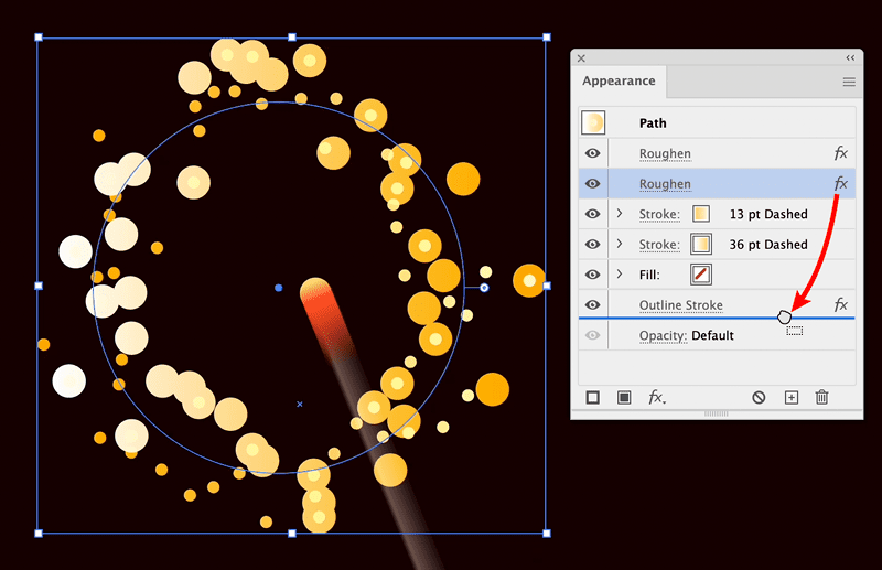 Figure 13. Moving the effect in the Appearance panel