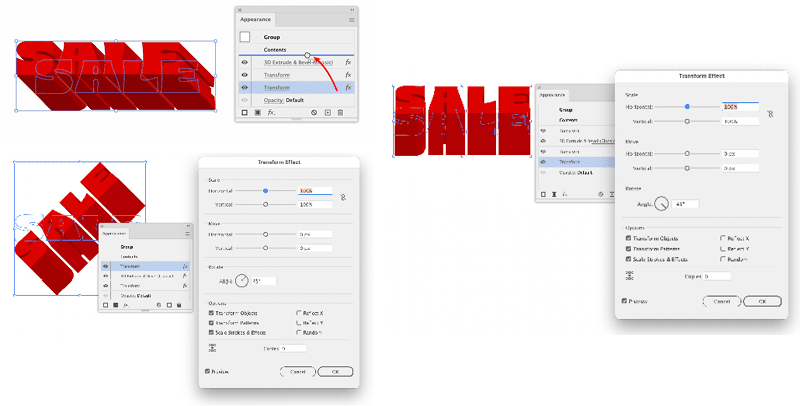 Figure 19. Rotate the object before the 3D effect gets applied, and then undo that rotation after the isometric un-transform.