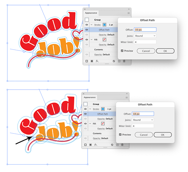 Figure 24. You need to set up a larger offset when you want to close more gaps. Don’t worry about that big hole on the inside. The Pathfinder effects will take care of that.