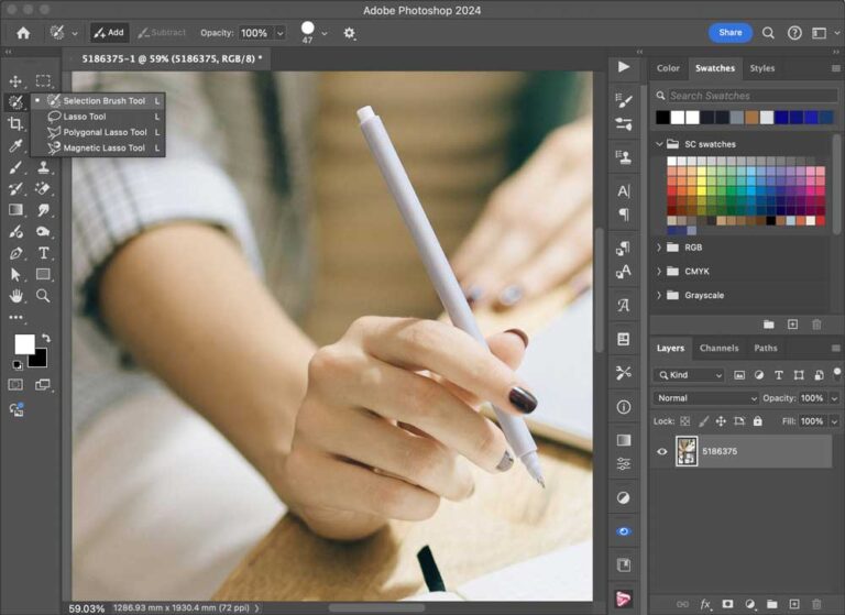 Using the Selection Brush in Photoshop