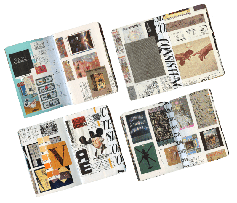 Figure 3. Poirier’s multimedia workshop collage became the inspiration (and reference images) for her AI zine project.