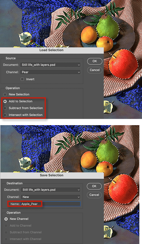 Figure 6. You can add, subtract, or intersect selections to create new ones.