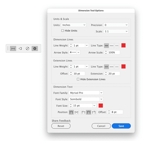 Figure 6. Use the Dimension Tool Options dialog box to choose settings for new dimension objects.