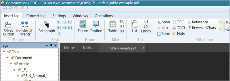 Figure 6. CommonLook PDF taskbar