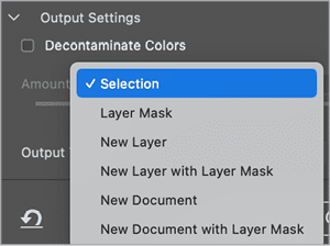 Figure 8. Select and Mask allows you to output selections as masks and/or layers.