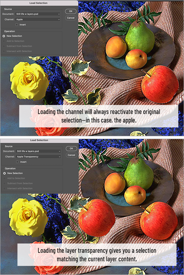 Figure 9. Remember that the alpha channels you save do not automatically update when the content of the image changes.