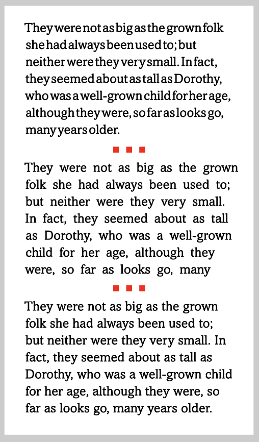 Tight word spacing example