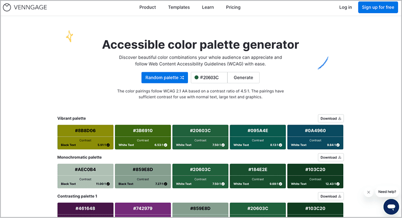 Figure 10. Vennagage Accessible Color Palette Generator