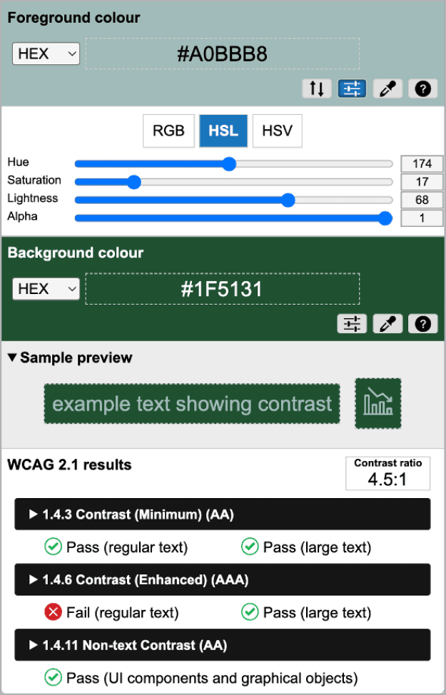 Figure 1. TPGi Colour Contrast Analyzer