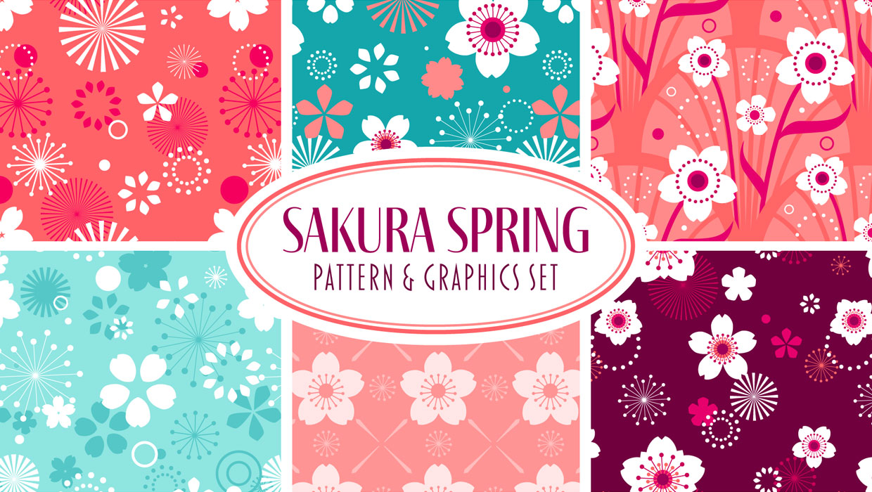 Sakura spring pattern set