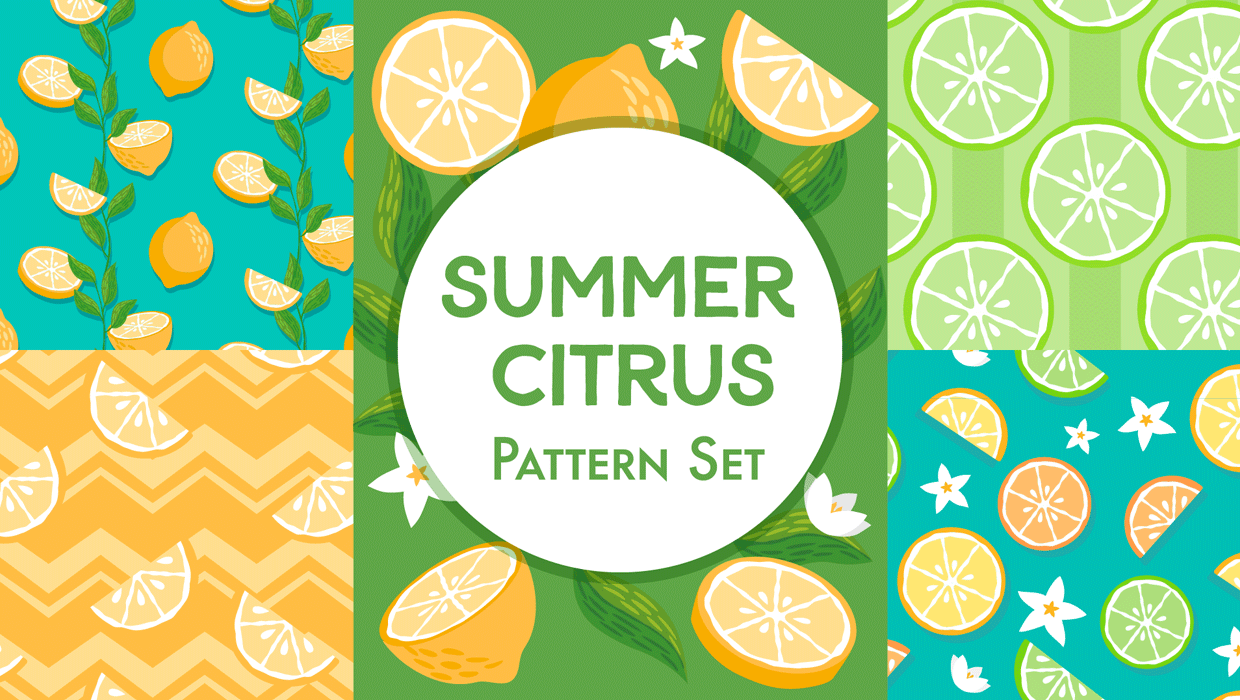 Summer citrus pattern set