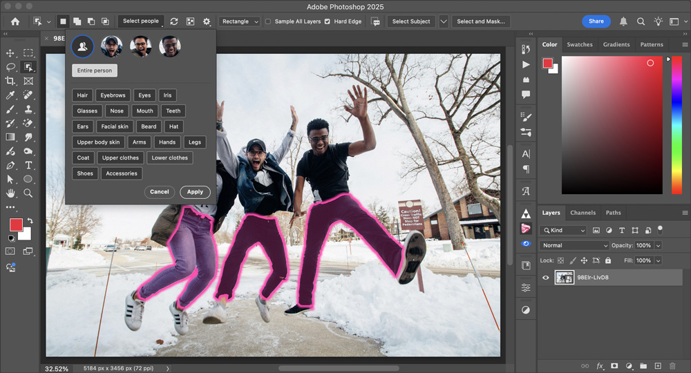 New features in Photoshop 2025: automatic body parts