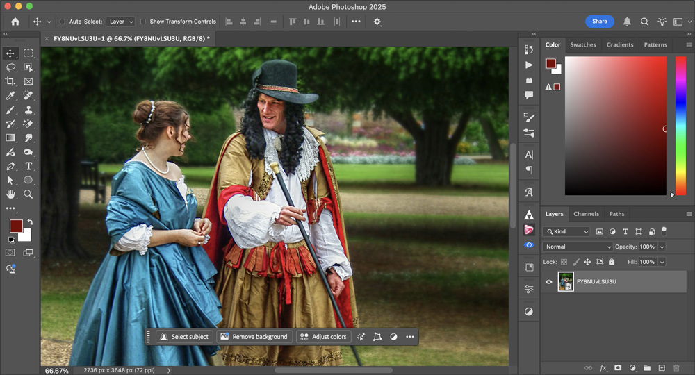 New features in Photoshop 2025: select by color