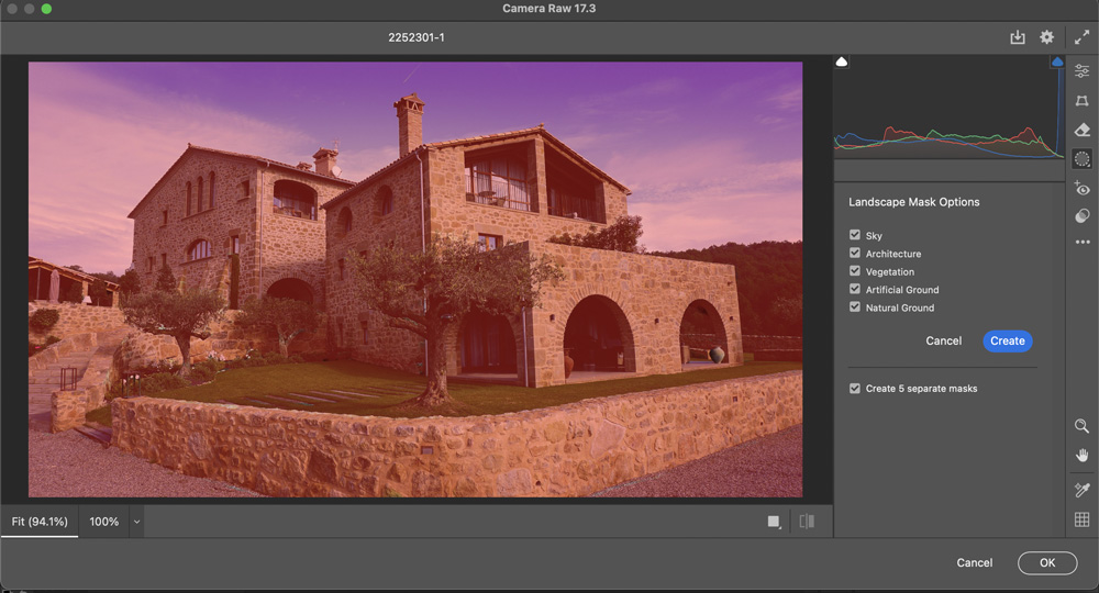 New features in Photoshop 2025: camera raw separate masks