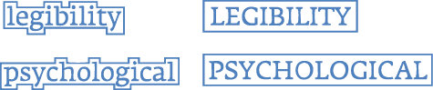 Figure 2. Lowercase text (left) can be read faster than the all-caps text (right) because the varied ascenders and descenders of the lowercase alphabet help your reader differentiate each glyph. 