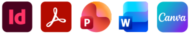 InDesign, Acrobat, PowerPoint, Word, Canva Logos