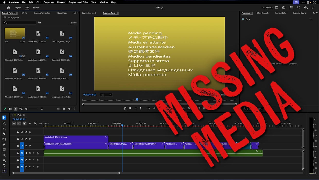 Fixing Missing Media in Premiere