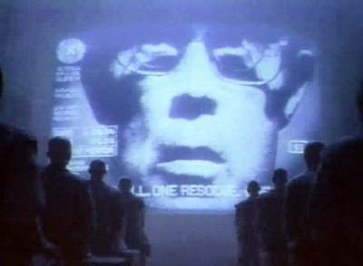 Still image of Big Brother from the "1984" TV commercial by Apple