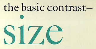 Heading "the basic contrast - size" with one word in larger font