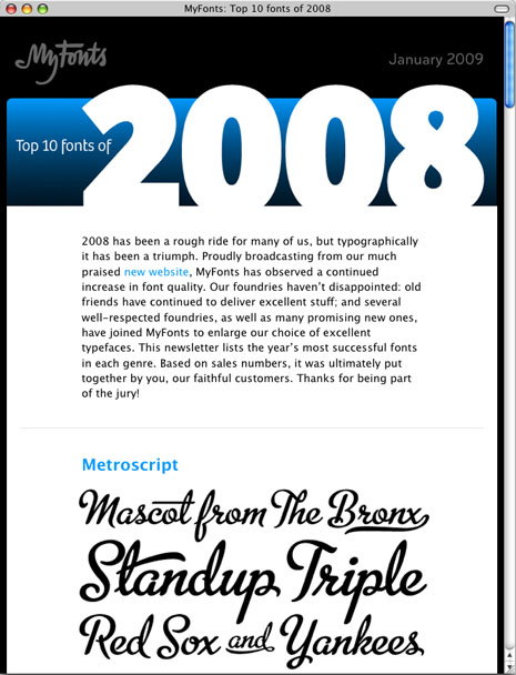 My: Top 10 fonts of 2008 Fonts