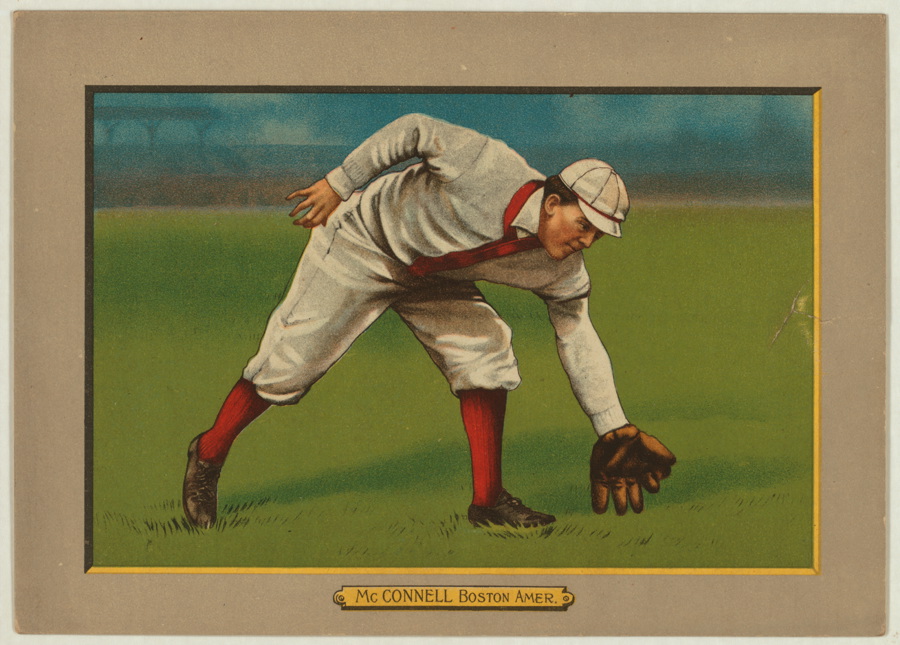 Hardie Henderson, Brooklyn Trolley-Dodgers, baseball card portrait]