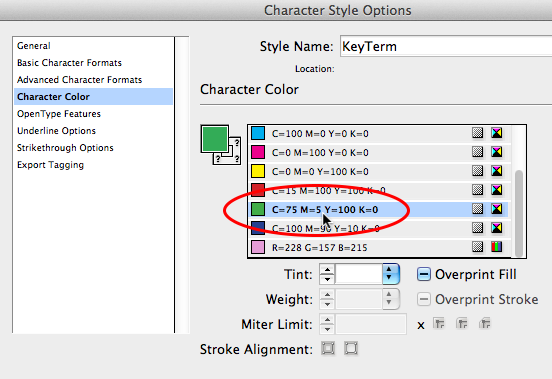 Removing character color