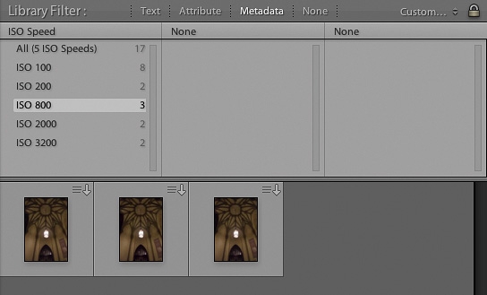 Filtering by ISO Speed in Lightroom